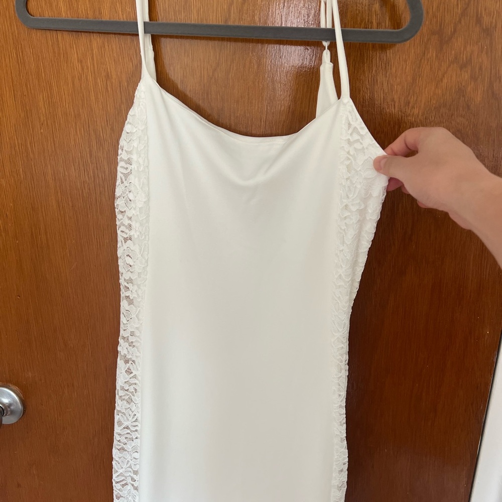 Lulu's White Backless Lace-Panel Spaghetti-Strap Gown - Picture 4 of 5